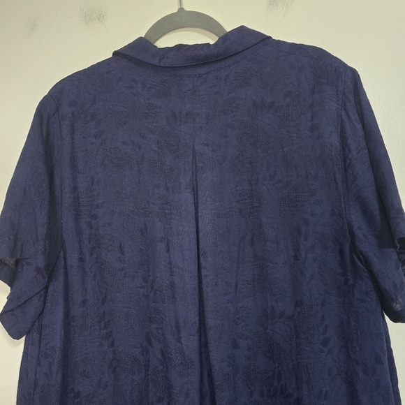 By Anthropologie Plus Size Finley Lace Up Linen Blend Shirt Dress in Blue breath - Picture 5 of 12